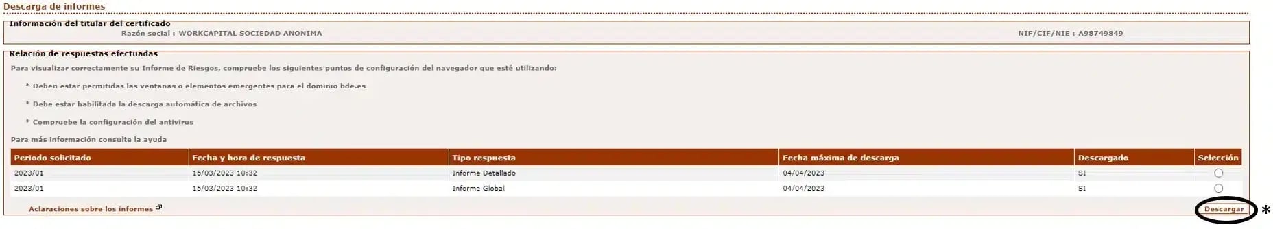 solicitar el informe Cirbe